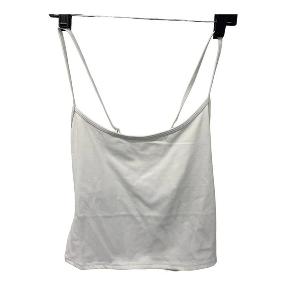 NEW We Wore What Sport Cami XL Optic White Crisscross Athletic Scoop Neck Crop - Picture 2 of 4